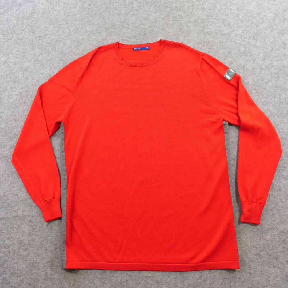 Bally Sweater Mens 34 Extra Large Red Golf Knit Crewneck Contrast Side Panel